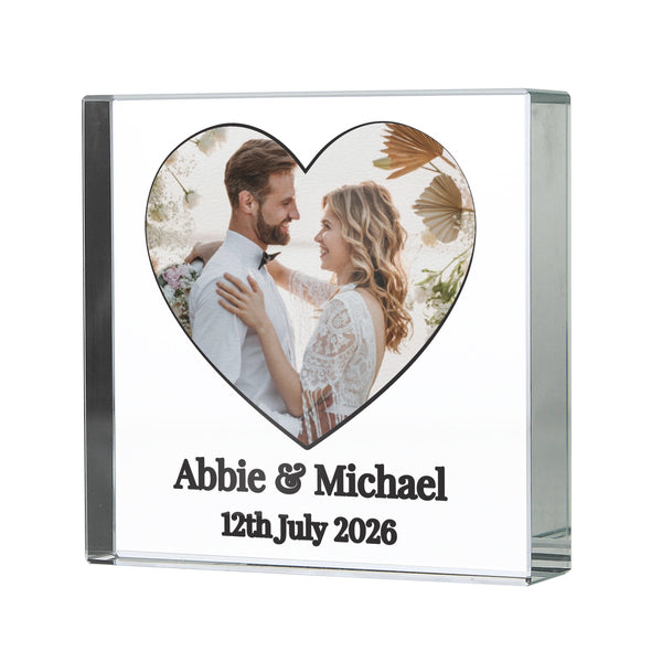 Personalised Heart Photo Upload Small Glass Ornament