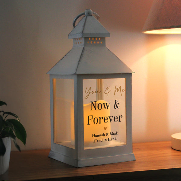 Personalised Black & Gold Free Text Indoor White Lantern
