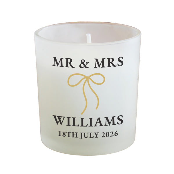 Personalised Black & Gold Bow Frosted Wax Candle