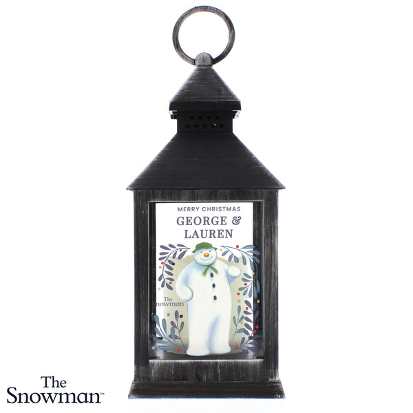 Personalised The Snowman Botanical Black Lantern