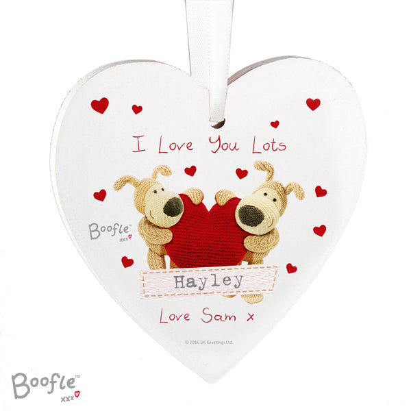 Personalised Boofle Shared Heart Wooden Heart Decoration