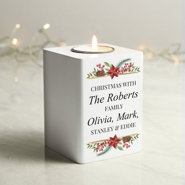 Personalised Christmas Wooden Tea Light Candle Holder
