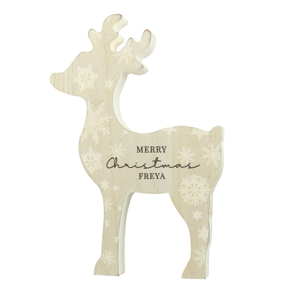 Personalised Snowflake Reindeer Wooden Ornament