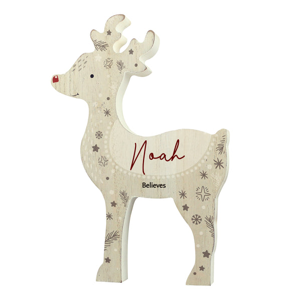 Personalised Red Nosed Reindeer Wooden Ornament