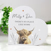Personalised Highland Cow Wooden Heart Ornament