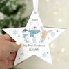 Personalised Polar Bear Christmas Star Hanging Decoration