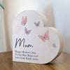 Personalised Butterfly Grey wooden Heart Ornament