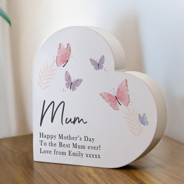 Personalised Butterfly Grey wooden Heart Ornament