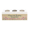 Personalised Floral Wooden Triple Tea Light Box Candle Holder