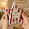 Personalised Candy Cane Stripes Wooden Star Ornament