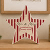 Personalised Candy Cane Stripes Wooden Star Ornament