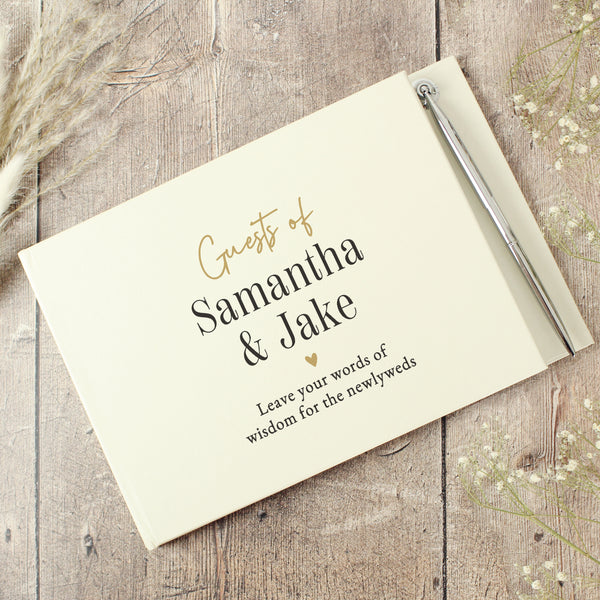 Personalised Black & Gold Free Text Guestbook
