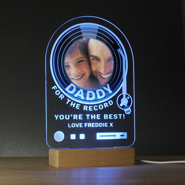 Personalised Record Photo Upload Wooden Based LED Light