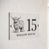 Personalised Highland Cow Acrylic House Sign