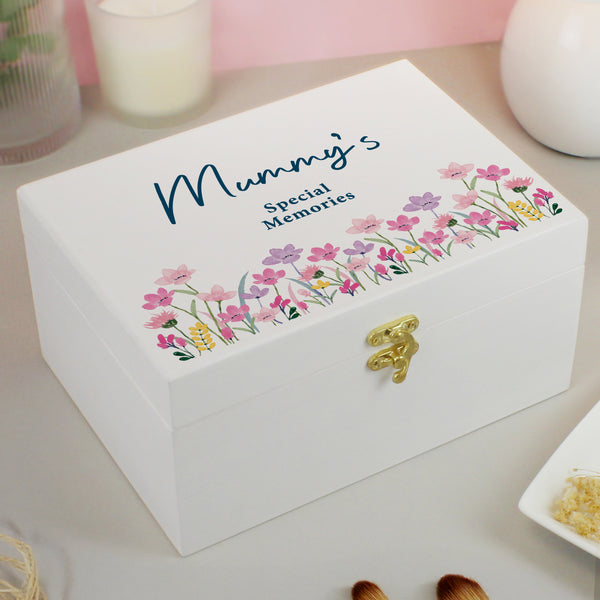 Personalised Floral Wooden Keepsake Box