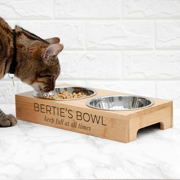 Personalised Bamboo Pet Bowl Set