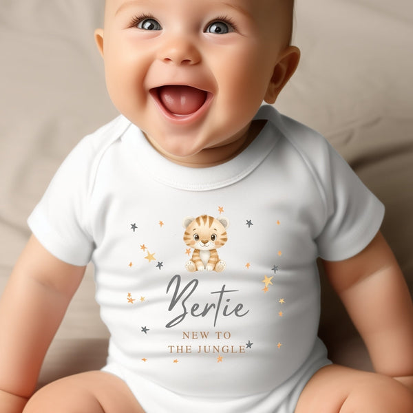 Personalised New to the Jungle Tiger Gift Hamper | Teddy & Baby Vest