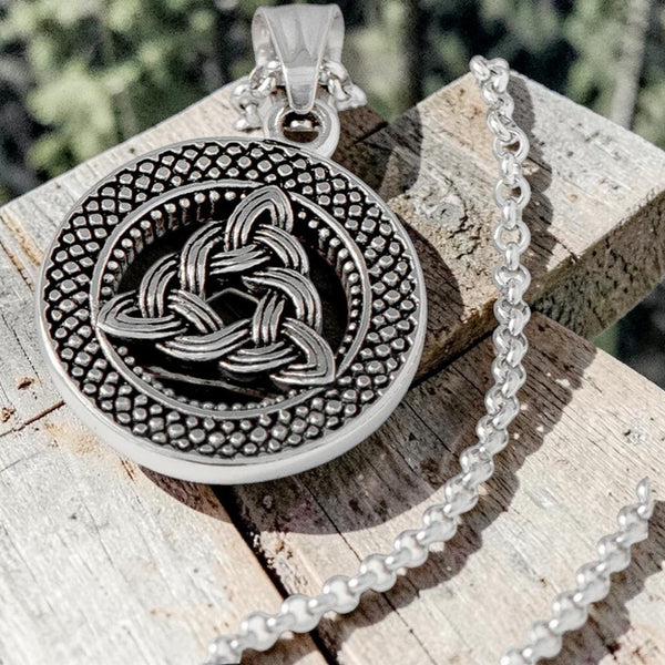 Personalised Men's Stainless Steel Celtic Trinity Pendant Necklace