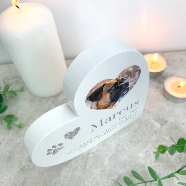 Personalised Sketch Pet Photo Upload White Heart Ornament