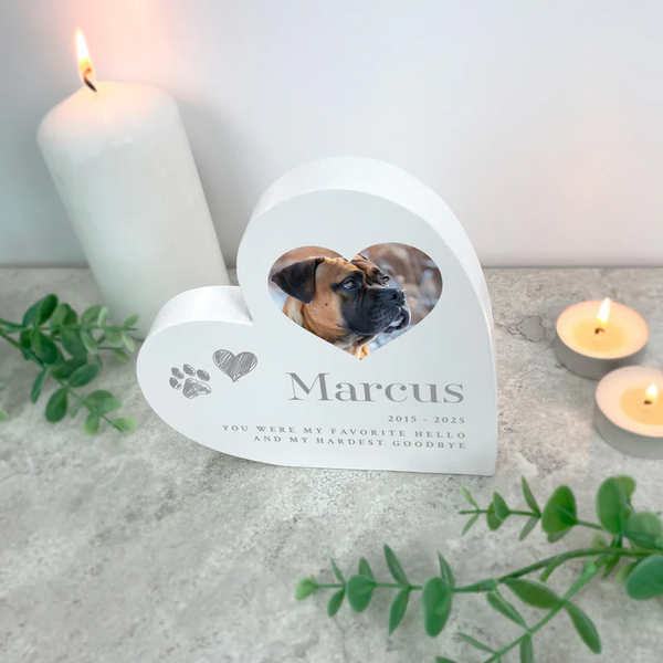 Personalised Sketch Pet Photo Upload White Heart Ornament