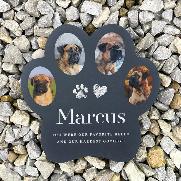 Personalised Paw Shaped Pet Multi Photo Upload Slate Garden Memorial