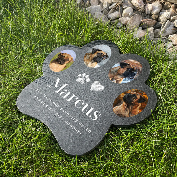 Personalised Paw Shaped Pet Multi Photo Upload Slate Garden Memorial