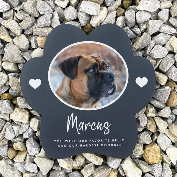 Personalised Paw Shaped Pet Photo Upload Slate Garden Memorial