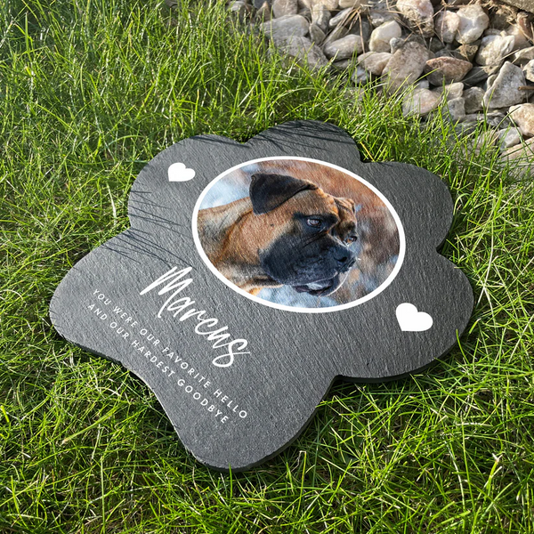Personalised Paw Shaped Pet Photo Upload Slate Garden Memorial