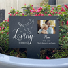 Personalised Dove In Loving Memory Photo Upload Slate Garden Sign