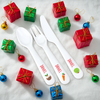 Personalised 'First Christmas Dinner' 3 Piece Plastic Cutlery Set