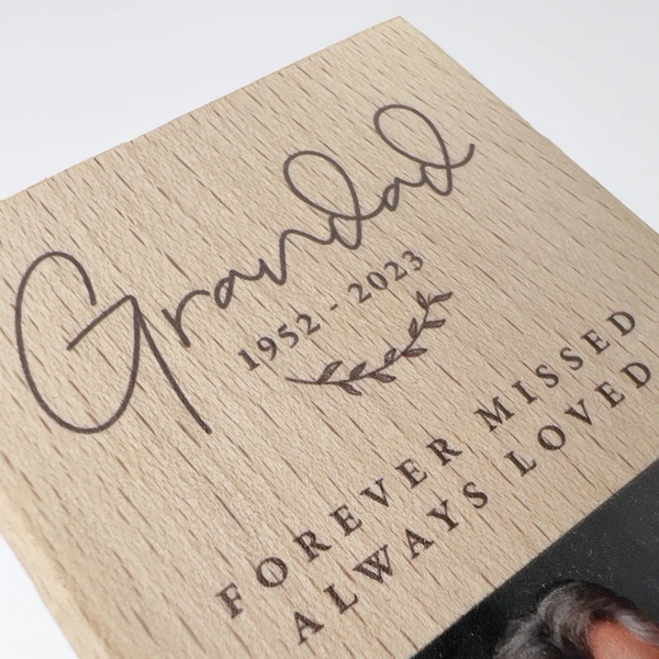 Personalised Wooden Photo Upload Memorial Tealight Candle Holder