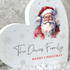Personalised Traditional Santa White Wooden Heart Ornament