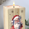 Personalised Traditional Santa Wooden Tealight Candle Holder