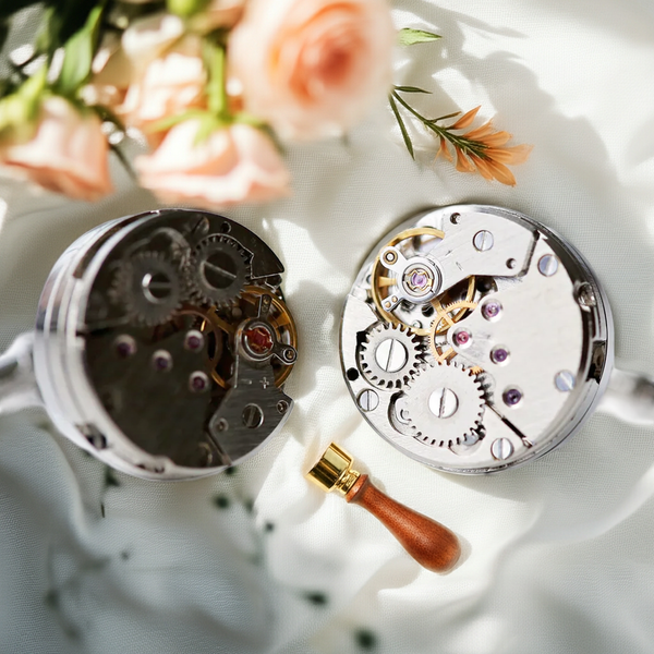 Personalised Stainless Steel Engraved Gear Movement Cufflinks