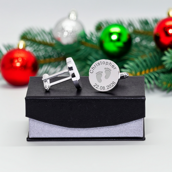 Personalised New Daddy Cufflinks Silver Finish
