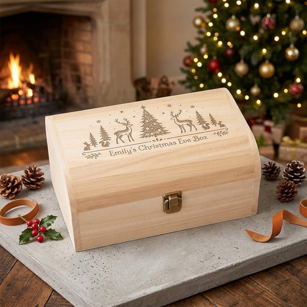 Personalised Festive Forest Christmas Eve Keepsake Chest
