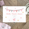 Personalised Pink Garland New Baby White Wooden Memory Box