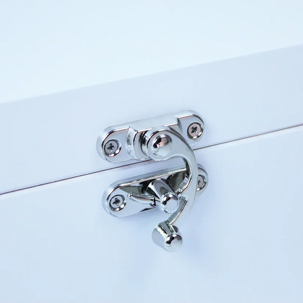 Personalised Pink Garland New Baby White Wooden Memory Box