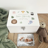 Personalised Jungle Animals New Baby White Wooden Memory Box