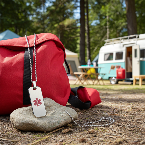 Personalised Men's Brushed Stainless Steel Medical Dog Tag Necklace