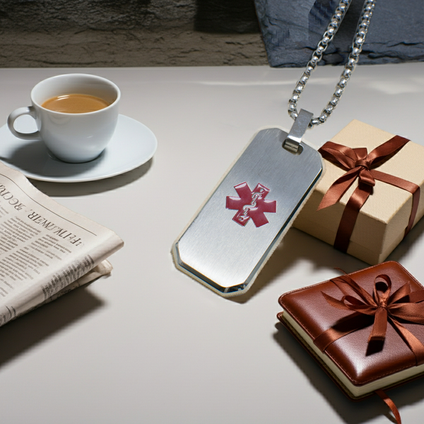 Personalised Men's Brushed Stainless Steel Medical Dog Tag Necklace