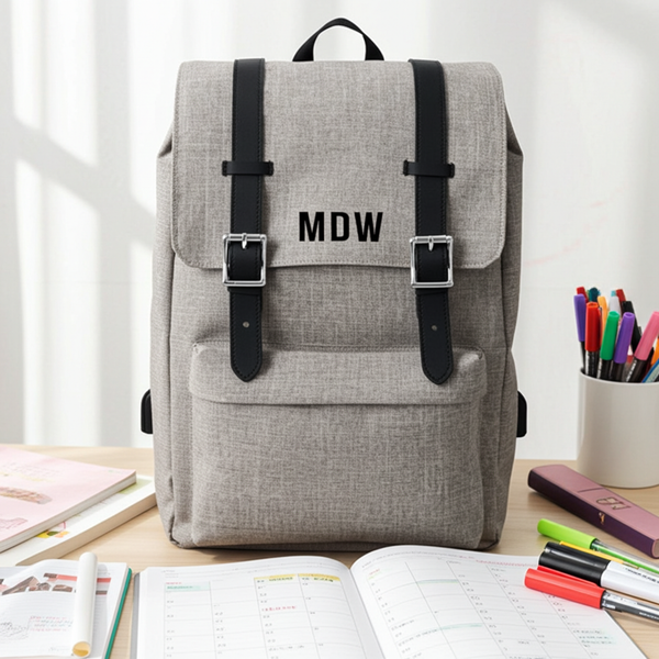 Personalised Satchel Backpack With USB Charging Cable