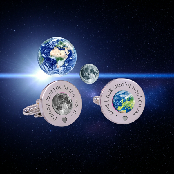 Personalised Daddy Love You To The Moon and Back Cufflinks Silver Finish