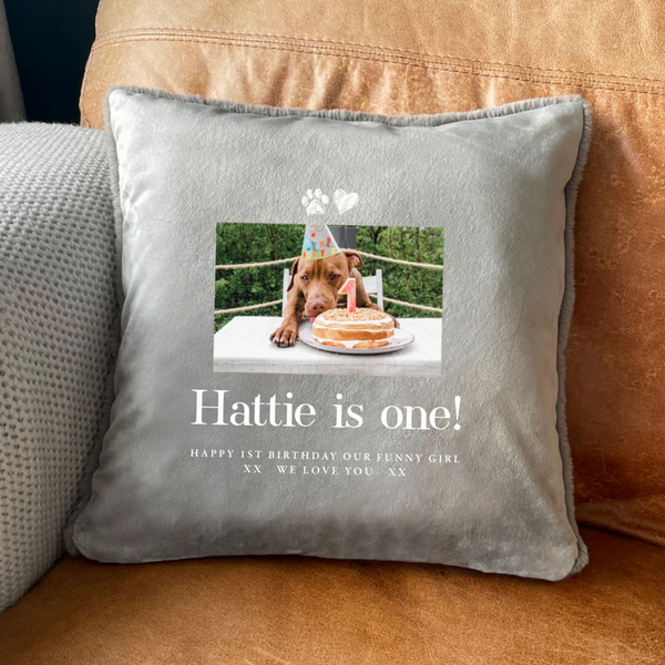 Personalised Photo Upload Pet Faux Fur Cuddle Filled Cushion