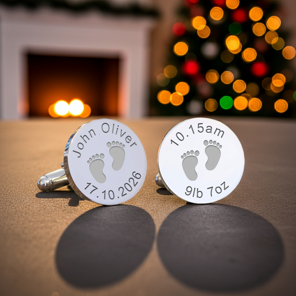 Personalised New Daddy Cufflinks Silver Finish