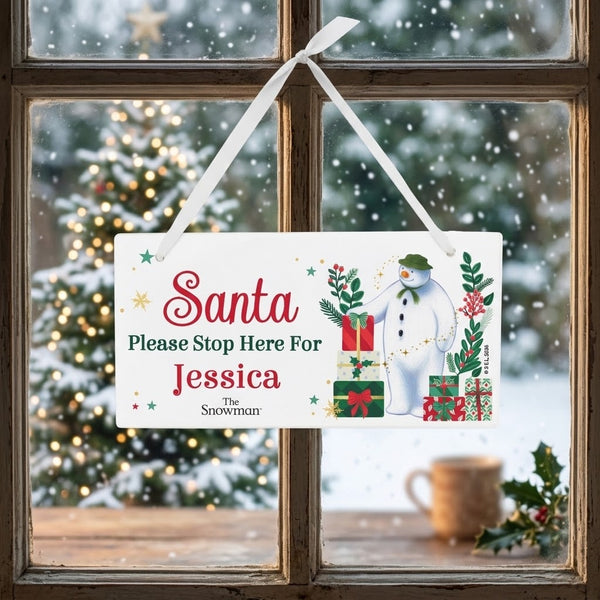 Personalised The Snowman Christmas Wishes Santa Stop Here Sign