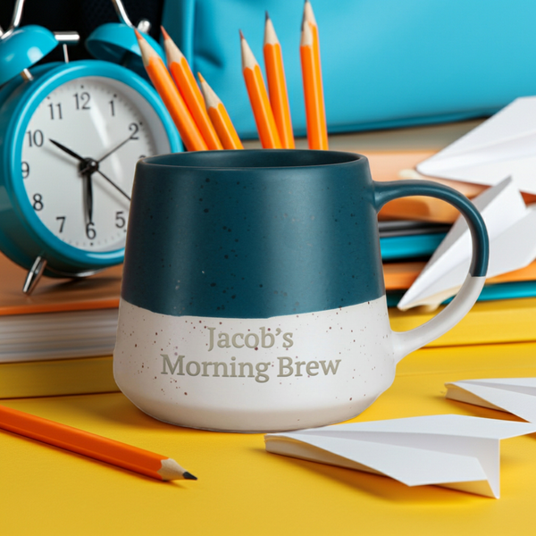 Personalised Blue Dipped Speckled Ceramic Mug