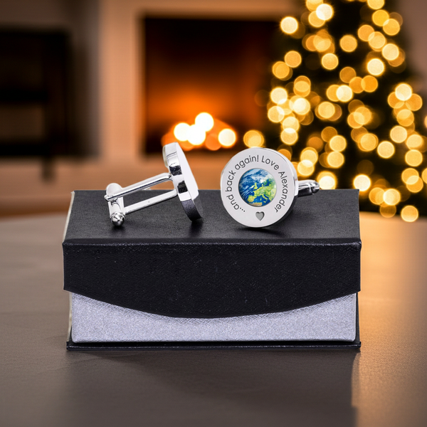 Personalised Daddy Love You To The Moon and Back Cufflinks Silver Finish
