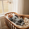 Newborn Baby Sleepsuit, Grey, Bear Face print