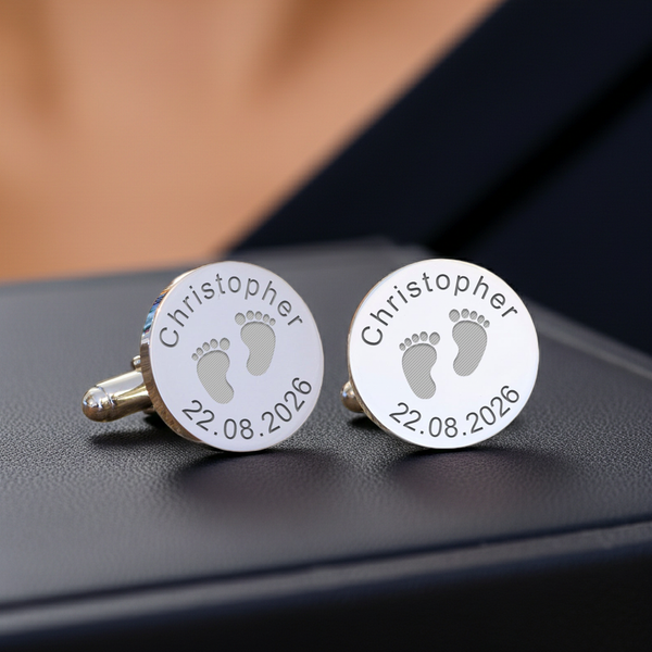 Personalised New Daddy Cufflinks Silver Finish